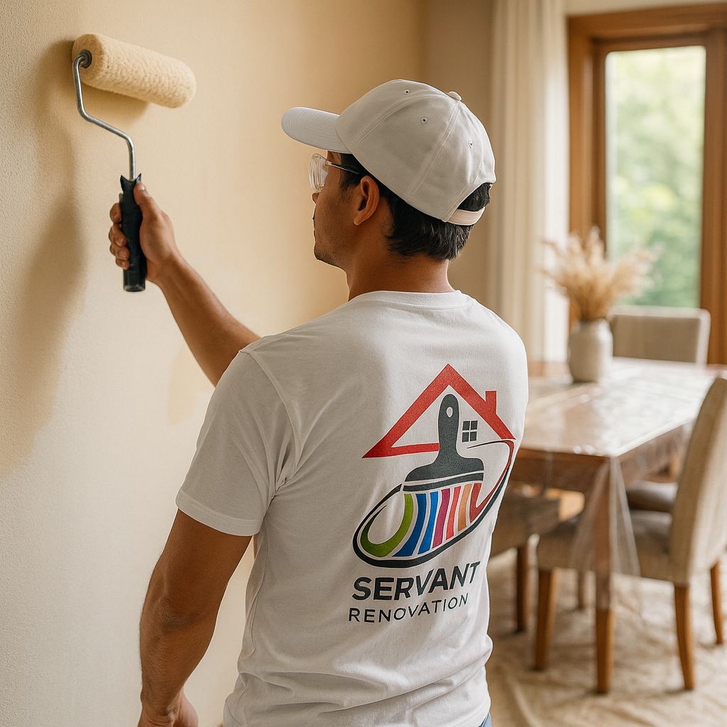 Application peinture sur mur lisse